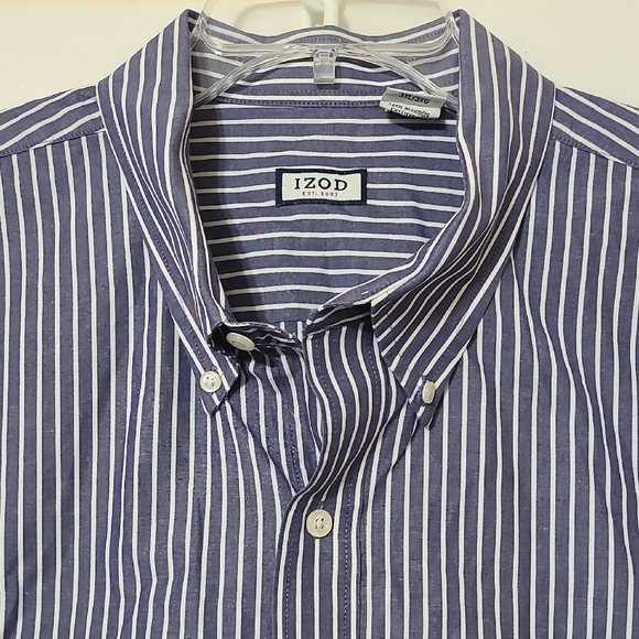 Izod Other - Izod Men's Gray & White‎ Striped Button-Up Long Sleeve Shirt - Size 3XL